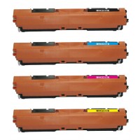 Remanufactured HP laser toner cartridges: 1 HP CE410X black, 1 HP CE411A cyan, 1 HP CE412A yellow and 1 HP CE413A magenta