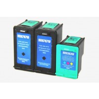 Remanufactured HP C8767 (No. 96) high yield black ink cartridge (2 pieces) and C9363 (No. 97) high yield color ink cartridge (1 piece)